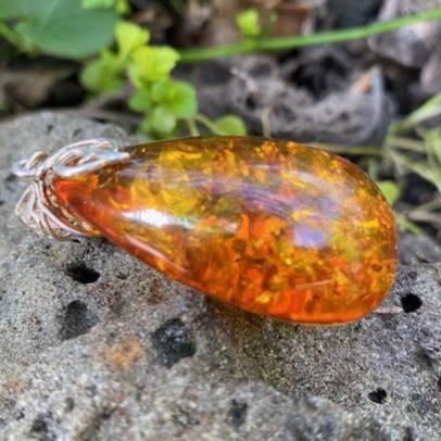 Large Cognac amber pendant