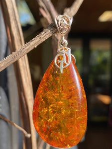 Large Cognac amber pendant