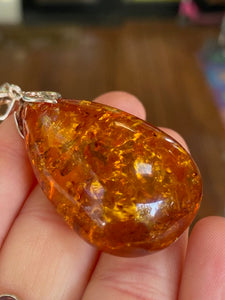 Large Cognac amber pendant