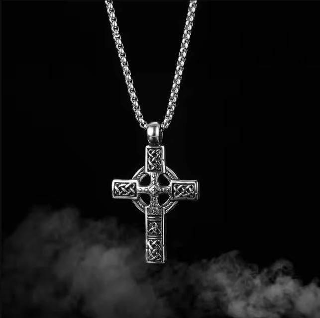 Men's Black cross necklace