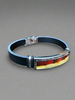 Load image into Gallery viewer, Amber Men&#39;s leather Bracelet, Gerald
