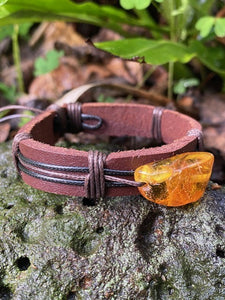 Leather Amber Men's Bracelet