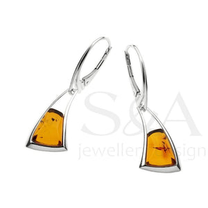 Drop Silver Amber Earrings